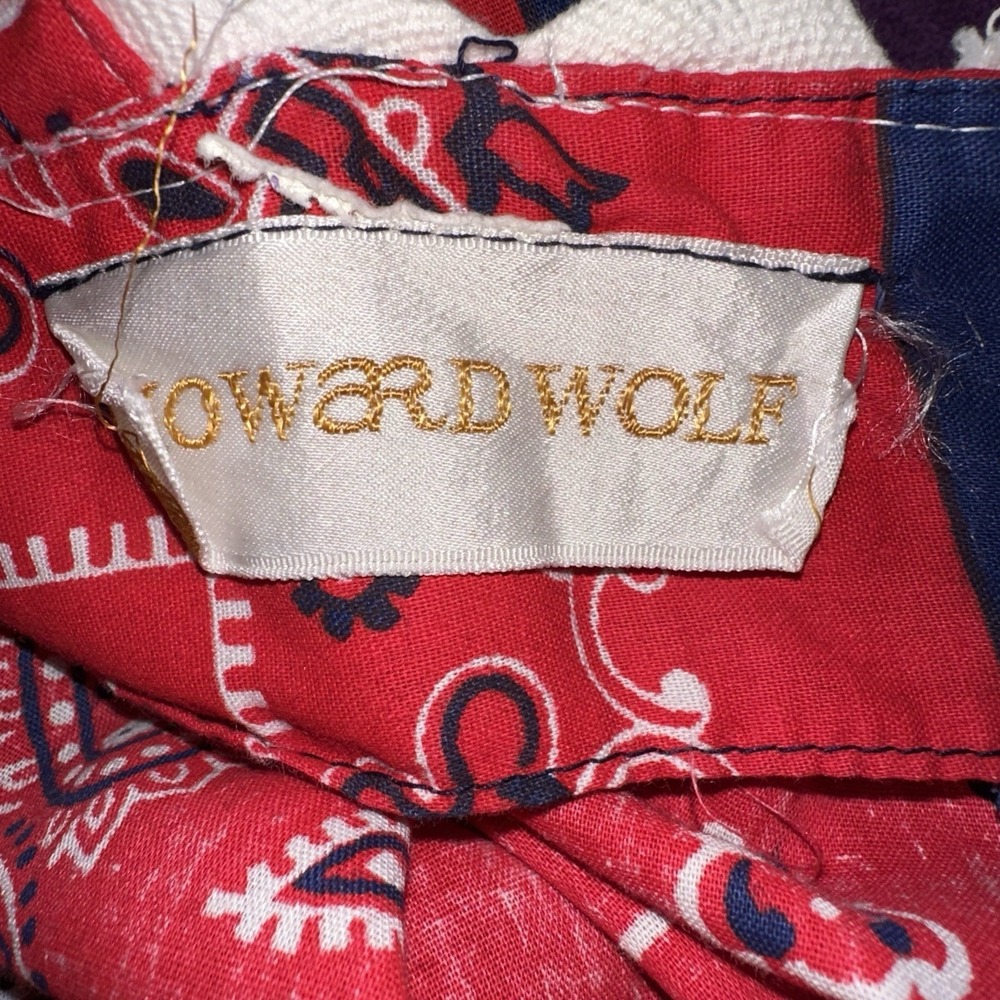 HOWARD WOLF VINTAGE RED & BLUE BANDANA PATCHWORK PRINT Maxi DRESS - Picture 6 of 8